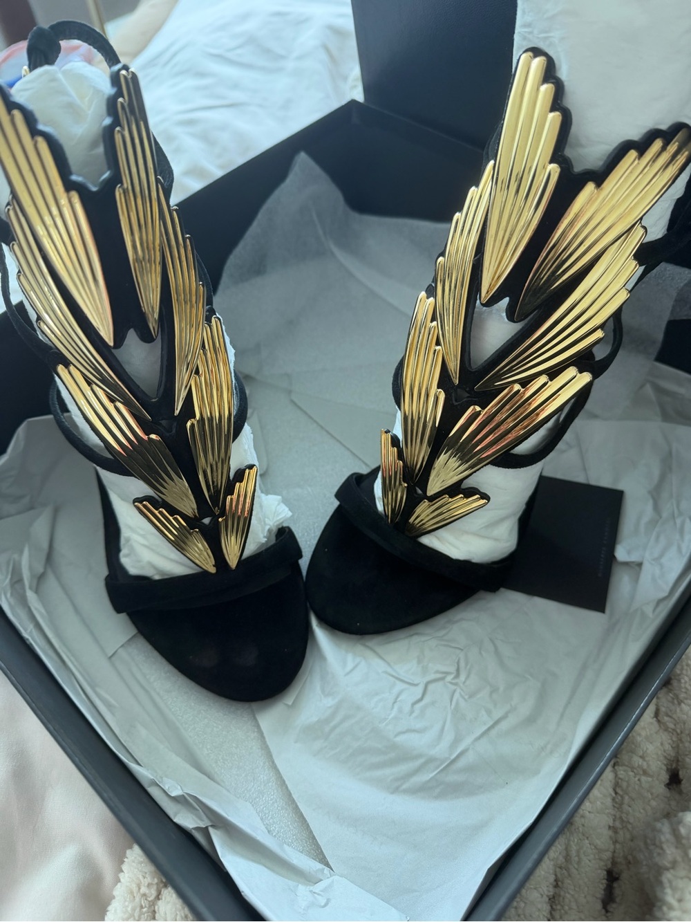 Giuseppe Zanotti Black and Gold Heels
